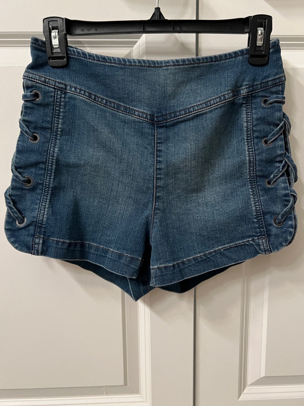 Free People: Lace-Up High-Rise Micro Denim Shorts